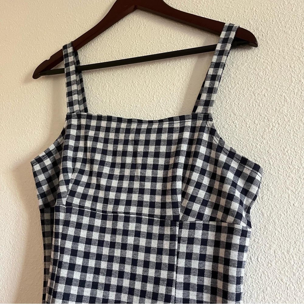 NWOT The General Good Navy & Gray Checkered Size Medium